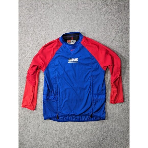 Nike New York Giants Jacket Mens Large Made in USA Weather Pullover Red Blue - Picture 1 of 13